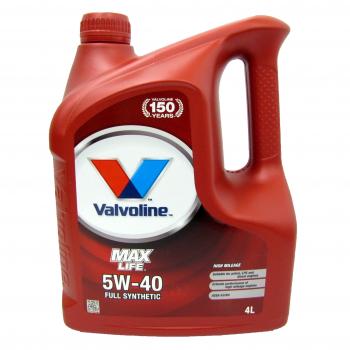 Valvoline Max Life 5W40 A3/B4 4 Lt Premium Full Synthetic Motor Yağı